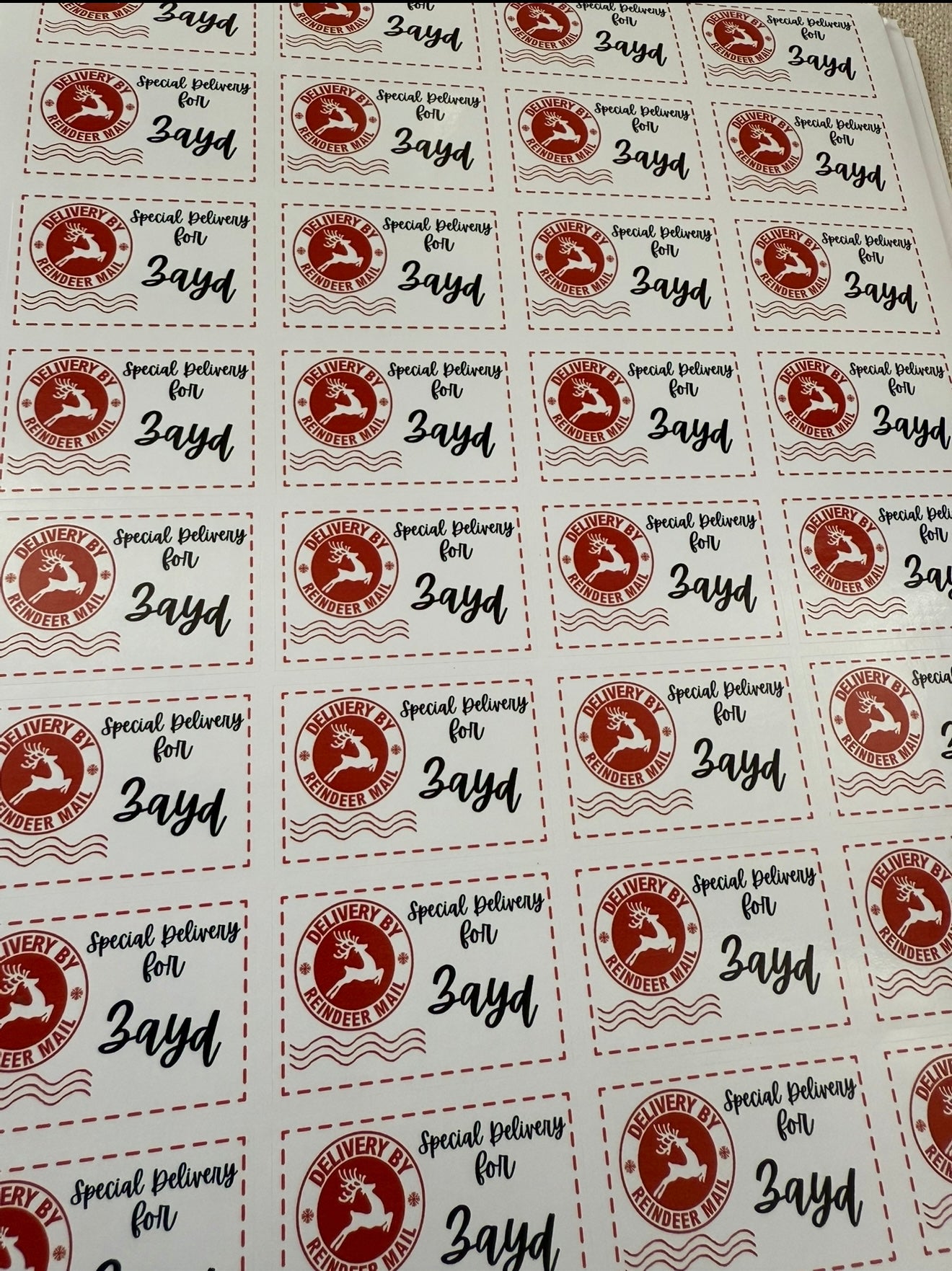 Personalised Christmas label stickers - rectangle