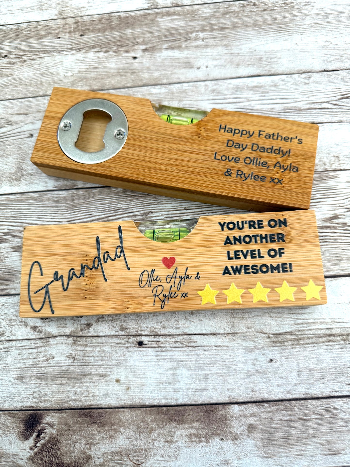 Personalised bottle opener & spirit level - you’re on another level of awesome