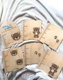 Personalised Wooden Height Chart - Teddy Bear theme