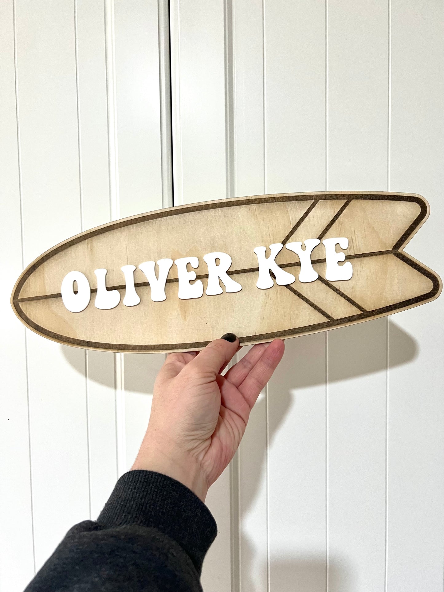 Personalised surfboard wall piece - 4 Little Dreamers