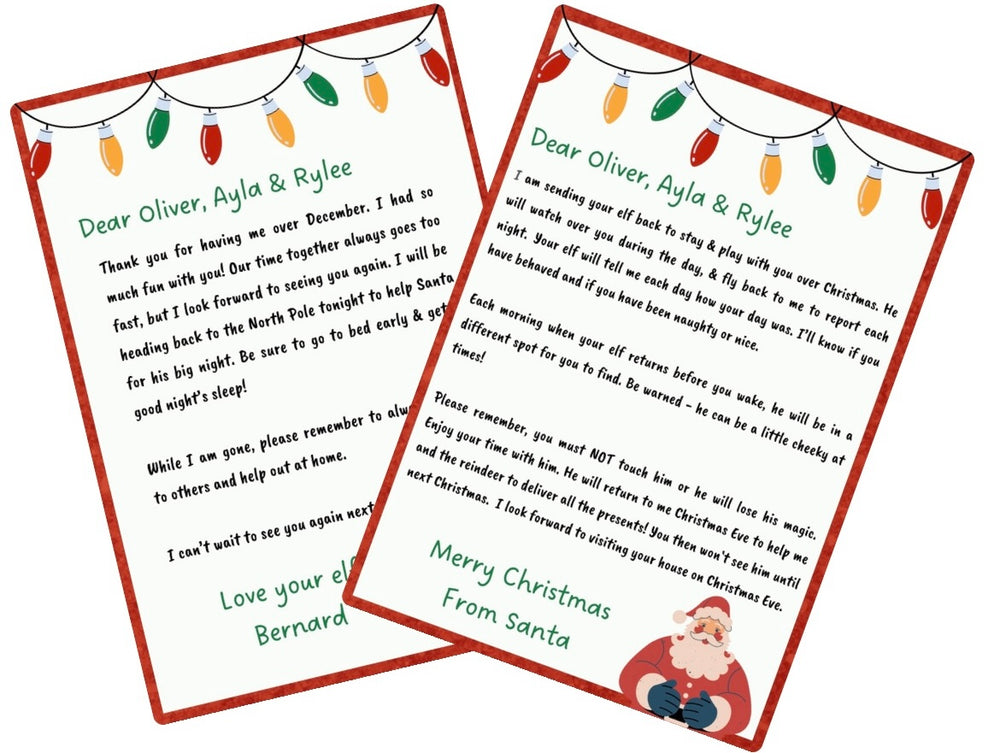 Elf arrival & departure letters - 4 Little Dreamers