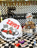 Race car acrylic birthday sign