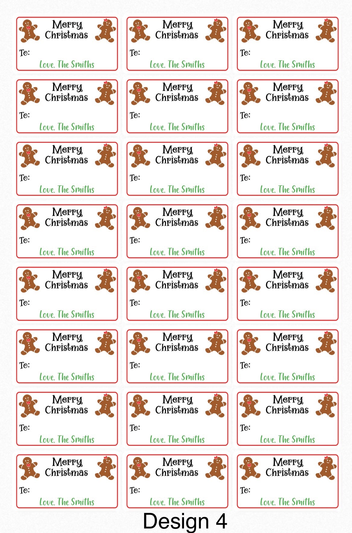 Christmas personalised labels - 4 Little Dreamers