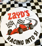 Race car acrylic birthday sign