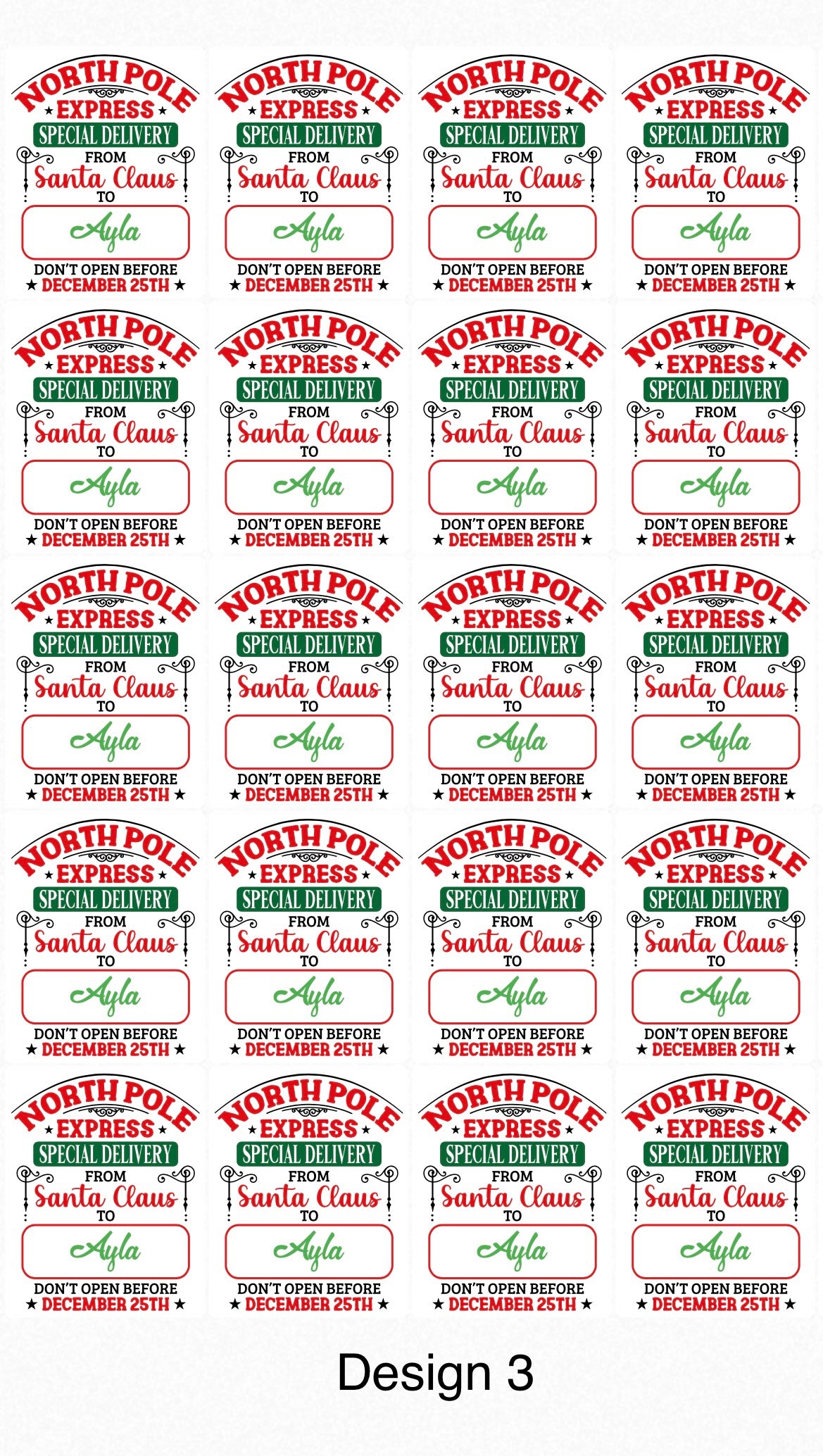 Christmas personalised labels - 4 Little Dreamers
