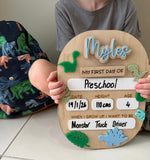 Interchangable first day/last day board - Dinosaur design