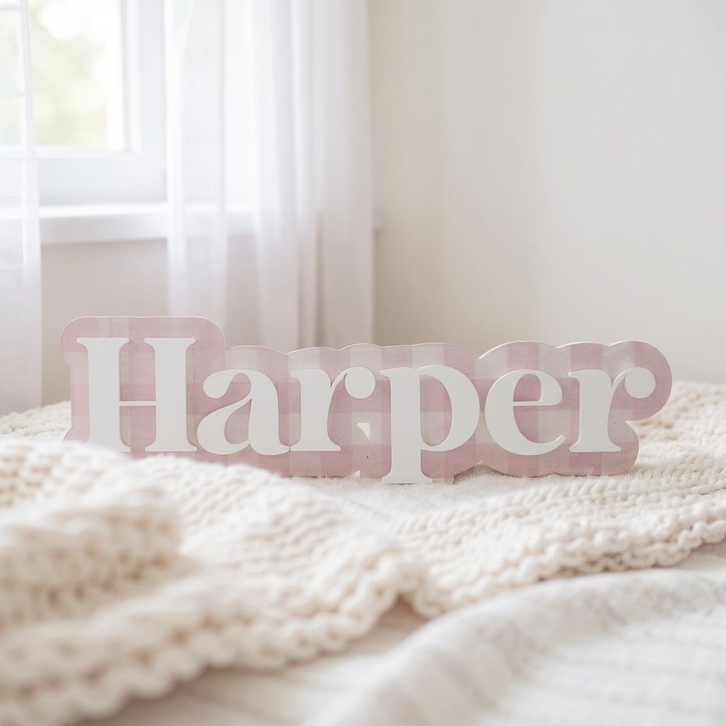 Gingham name plaque