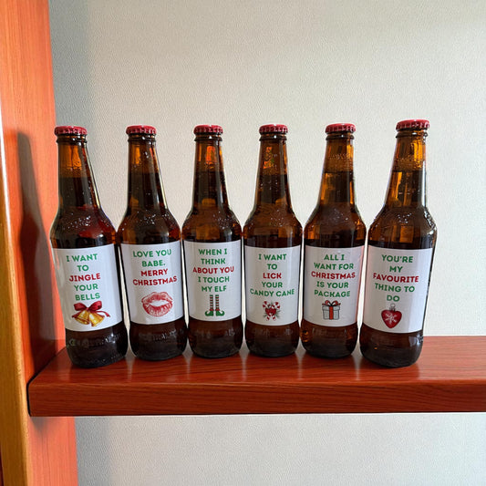 Christmas beer labels set of 6 - cheeky couples design