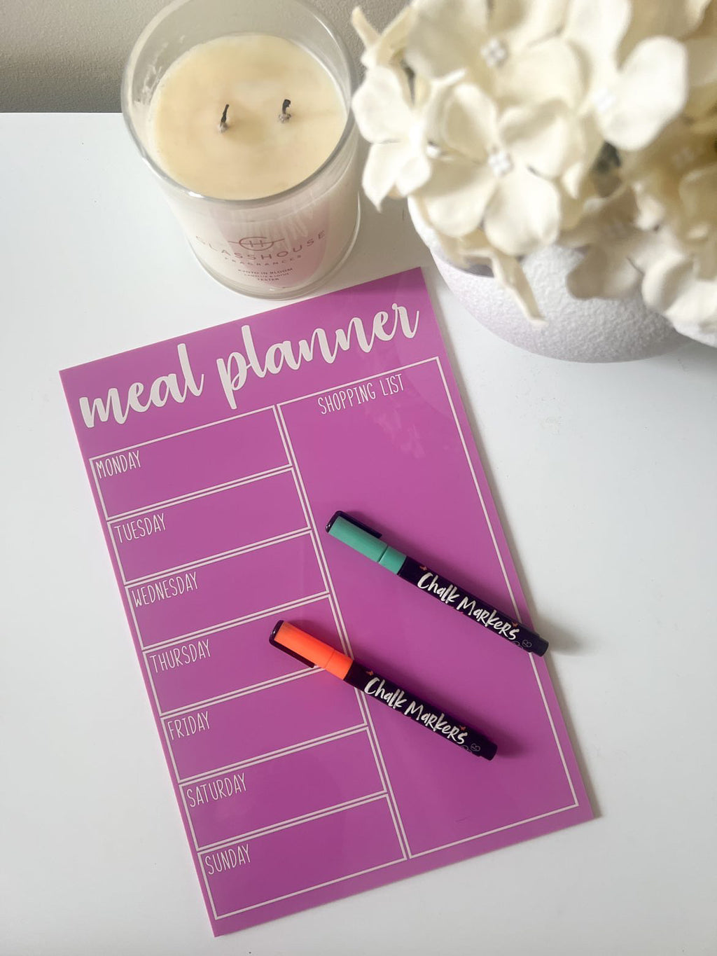 Meal planner - coloured acrylic
