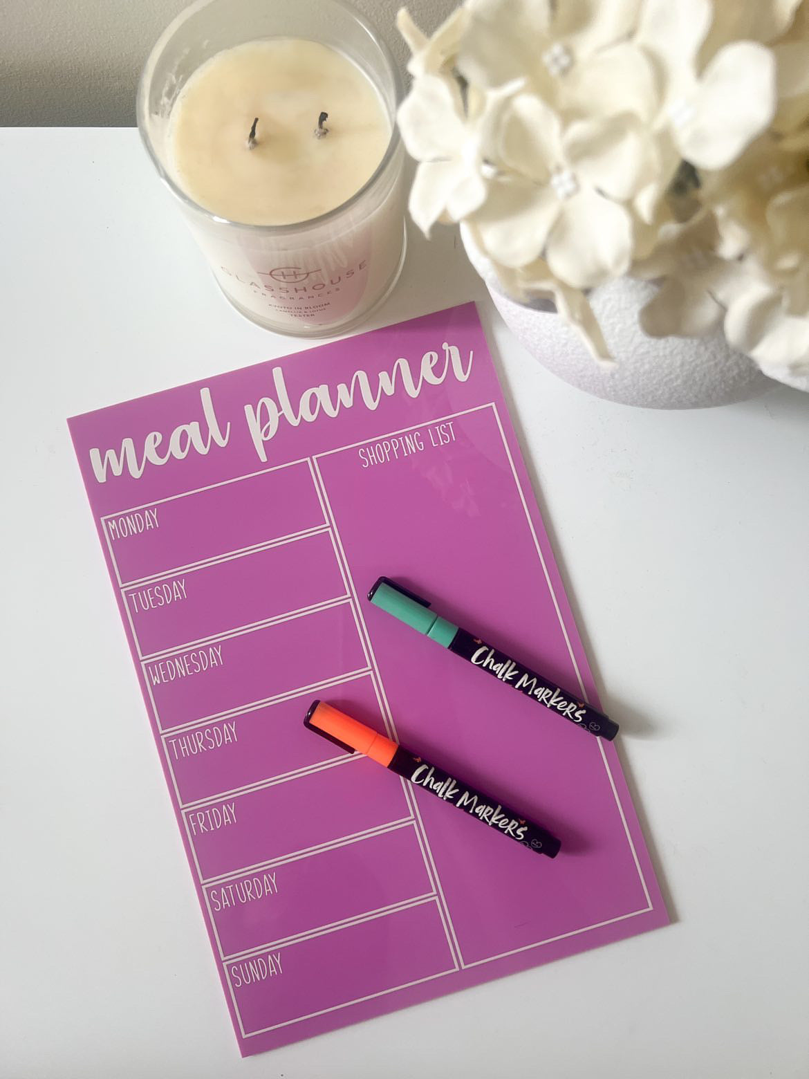 Meal planner - coloured acrylic