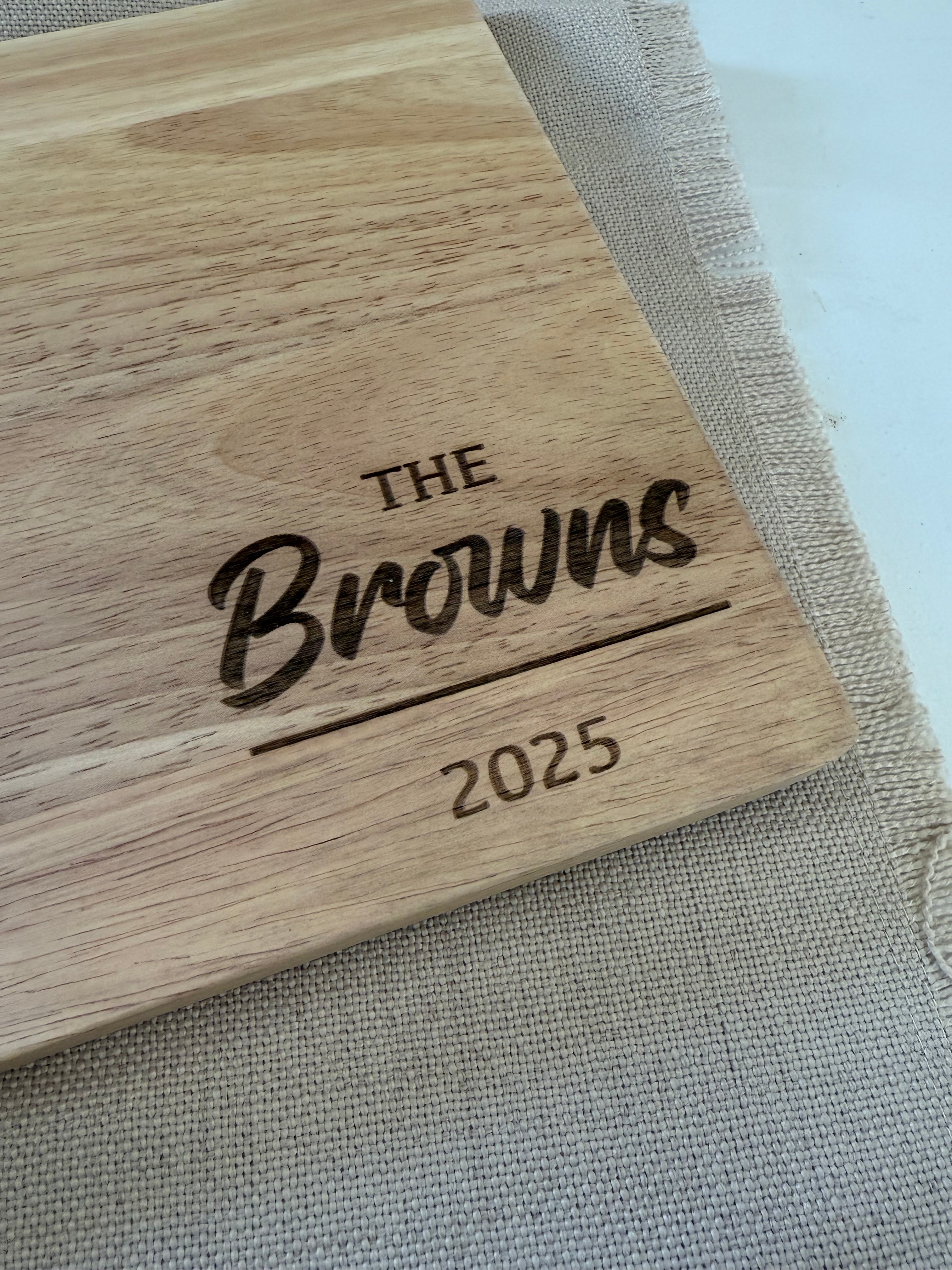 Personalised Family name chopping board