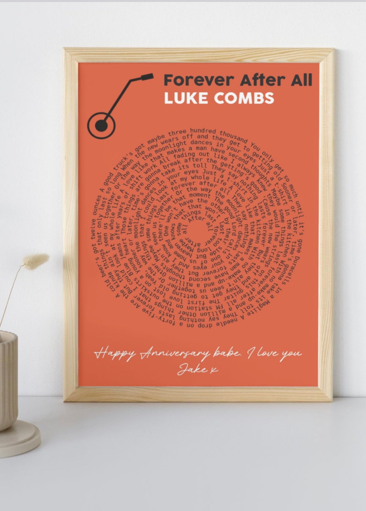 Custom song lyrics print