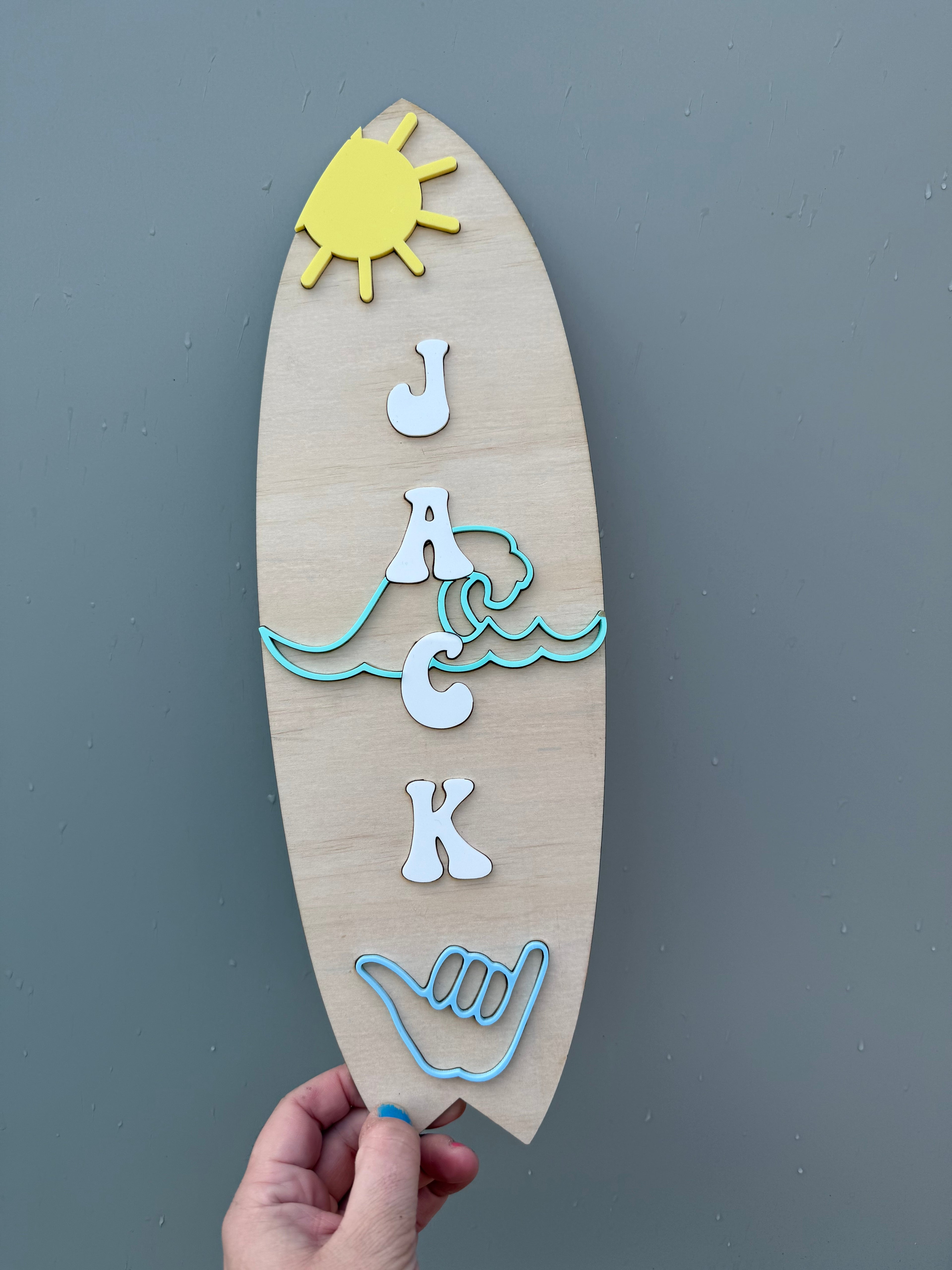 Personalised surfboard wall piece - design 2