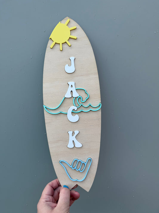 Personalised surfboard wall piece - design 2