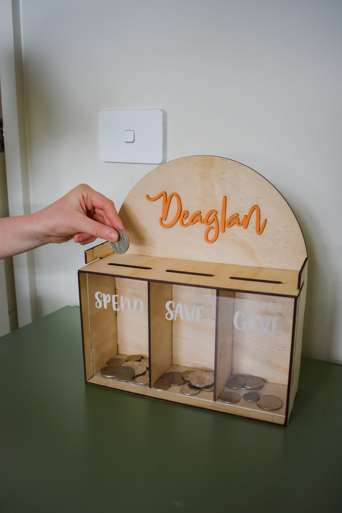 Spend Save Give money boxes