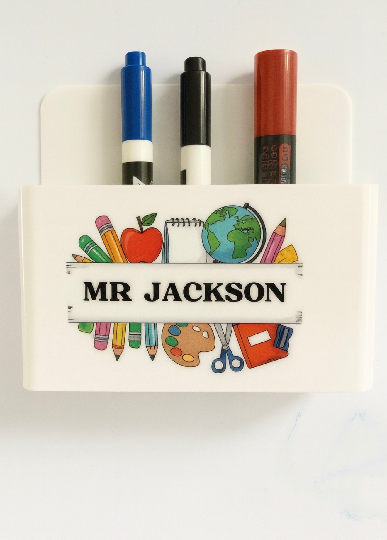 Teachers magnetic whiteboard marker holder