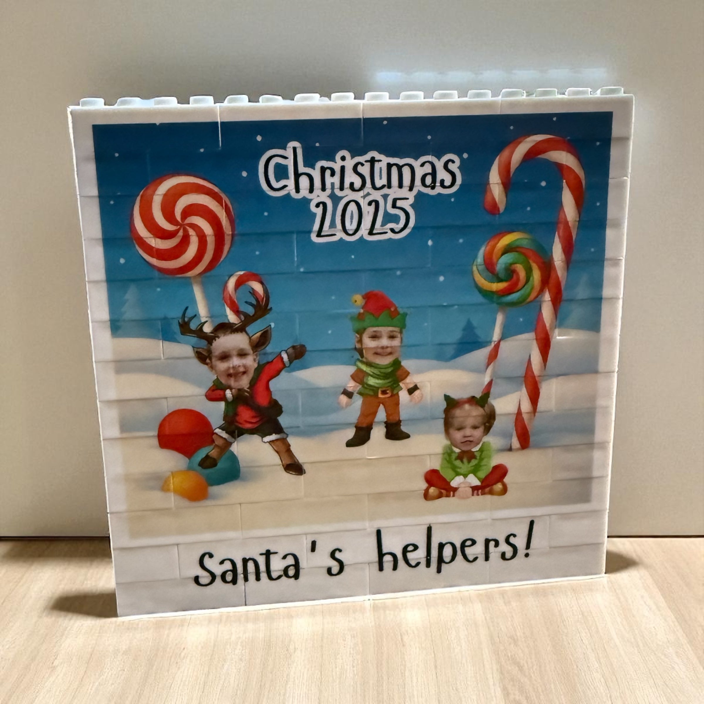 Christmas themed personalised building blocks - 3 characters