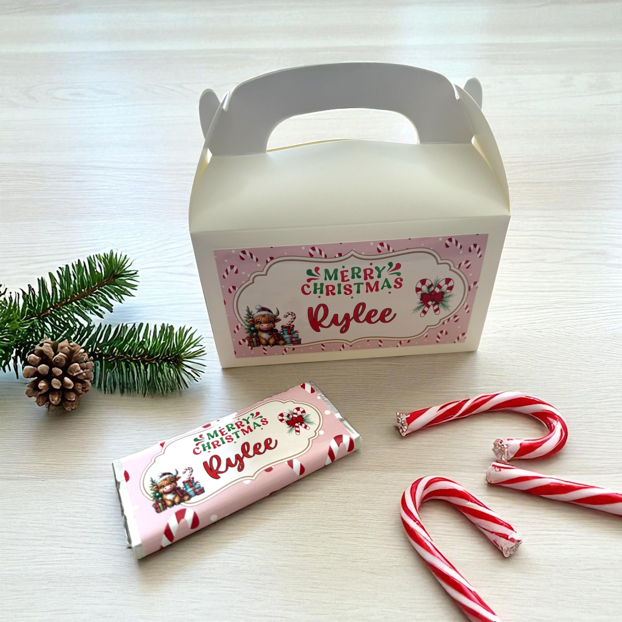 Christmas personalised gable treat boxes