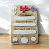 Interchangeable first day/last day board - multiple designs