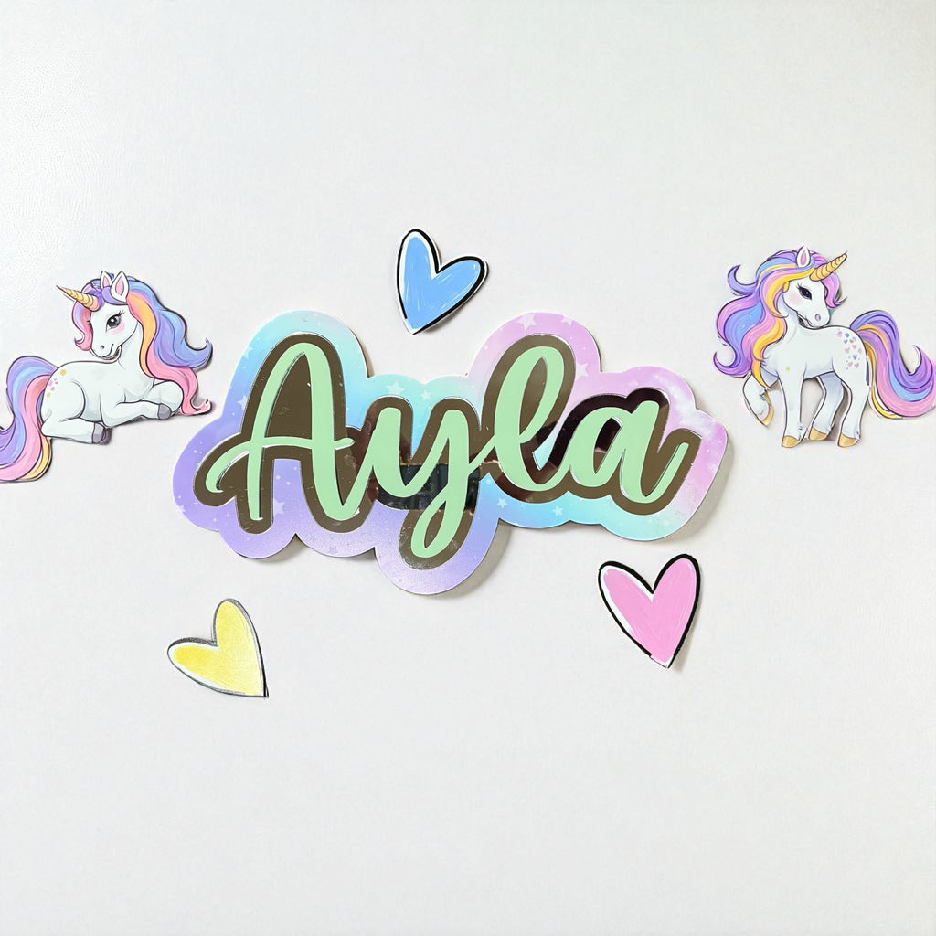 Magical unicorn name plaque set