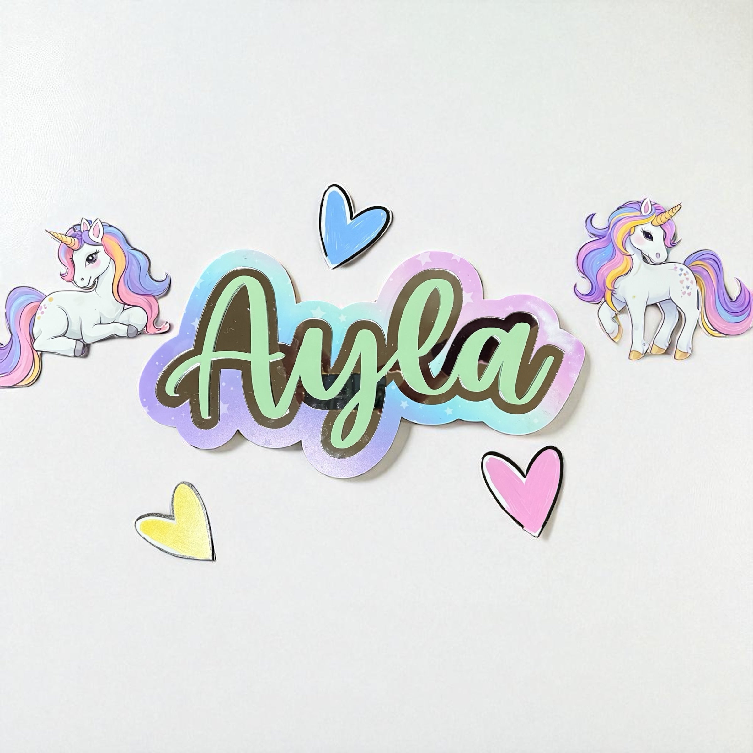Magical unicorn name plaque set