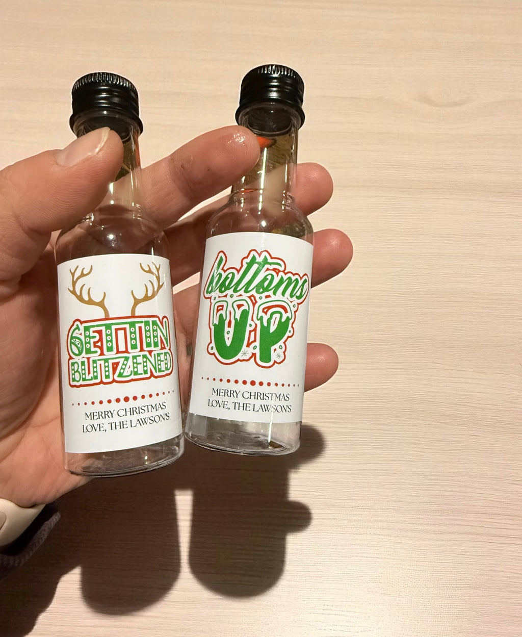 Festive personalised mini Christmas bottles set of 6