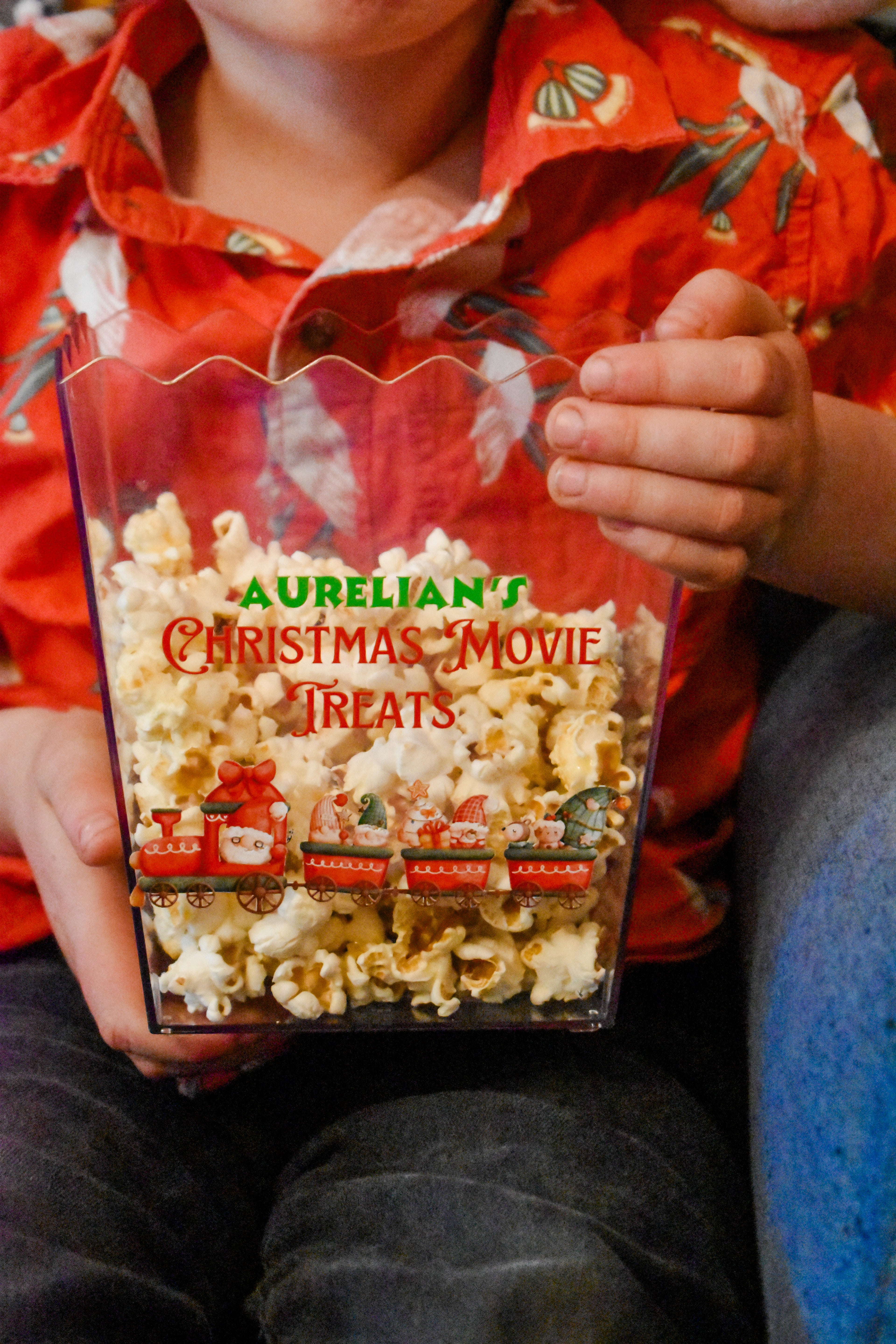 Christmas movie personalised popcorn/treat buckets