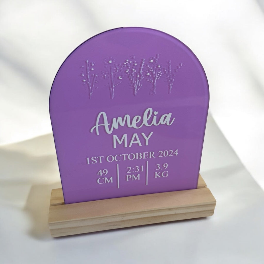 Baby birth details plaque