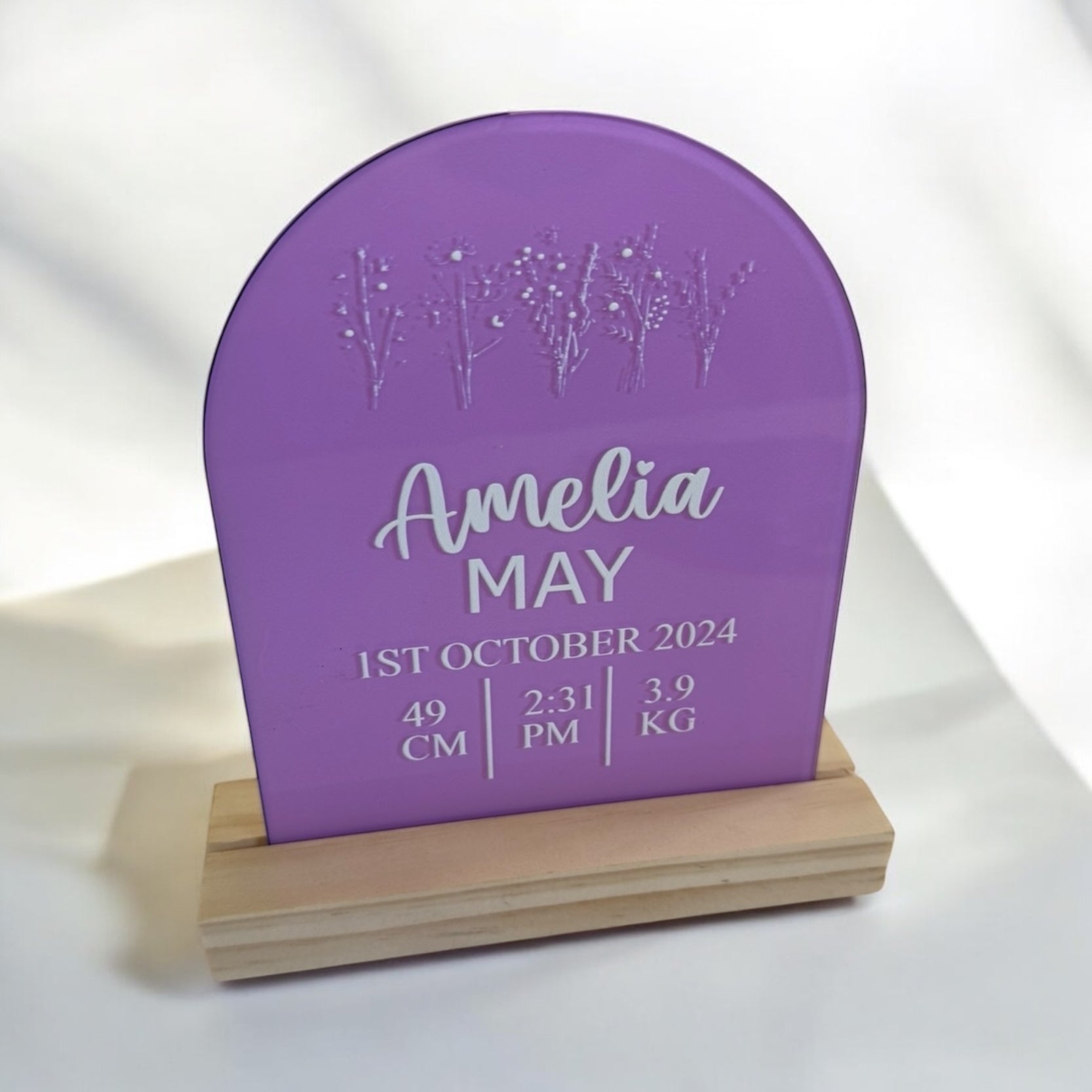 Baby birth details plaque