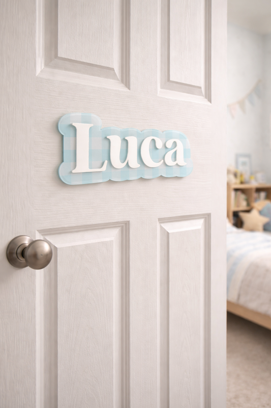 Gingham name plaque