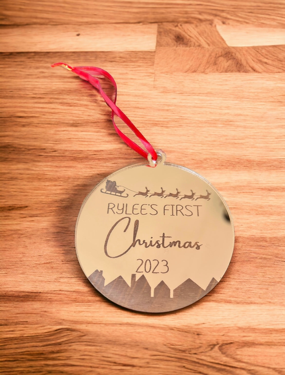 Mirror acrylic first Christmas ornaments - 4 Little Dreamers