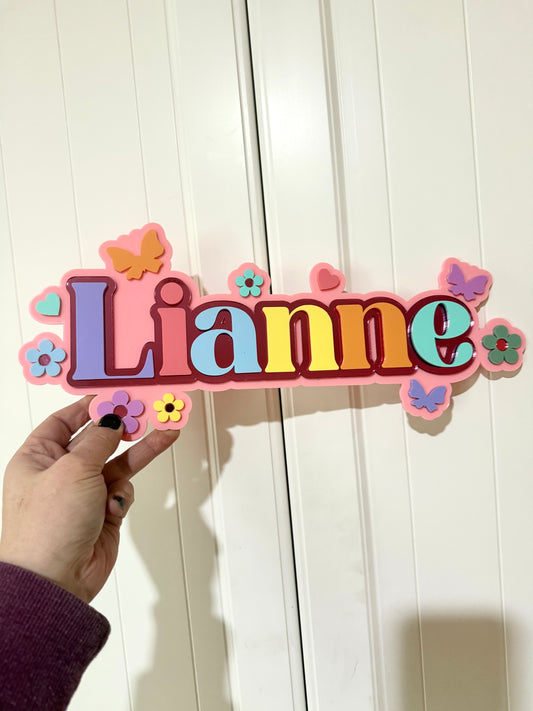 Flowers & Butterflies Name Plaque