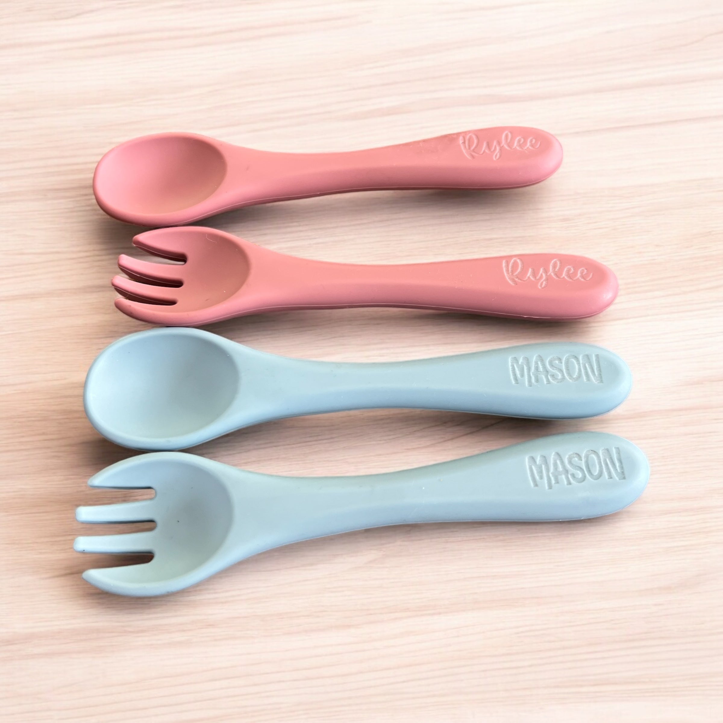 Baby silicone personalised cutlery set - 4 Little Dreamers
