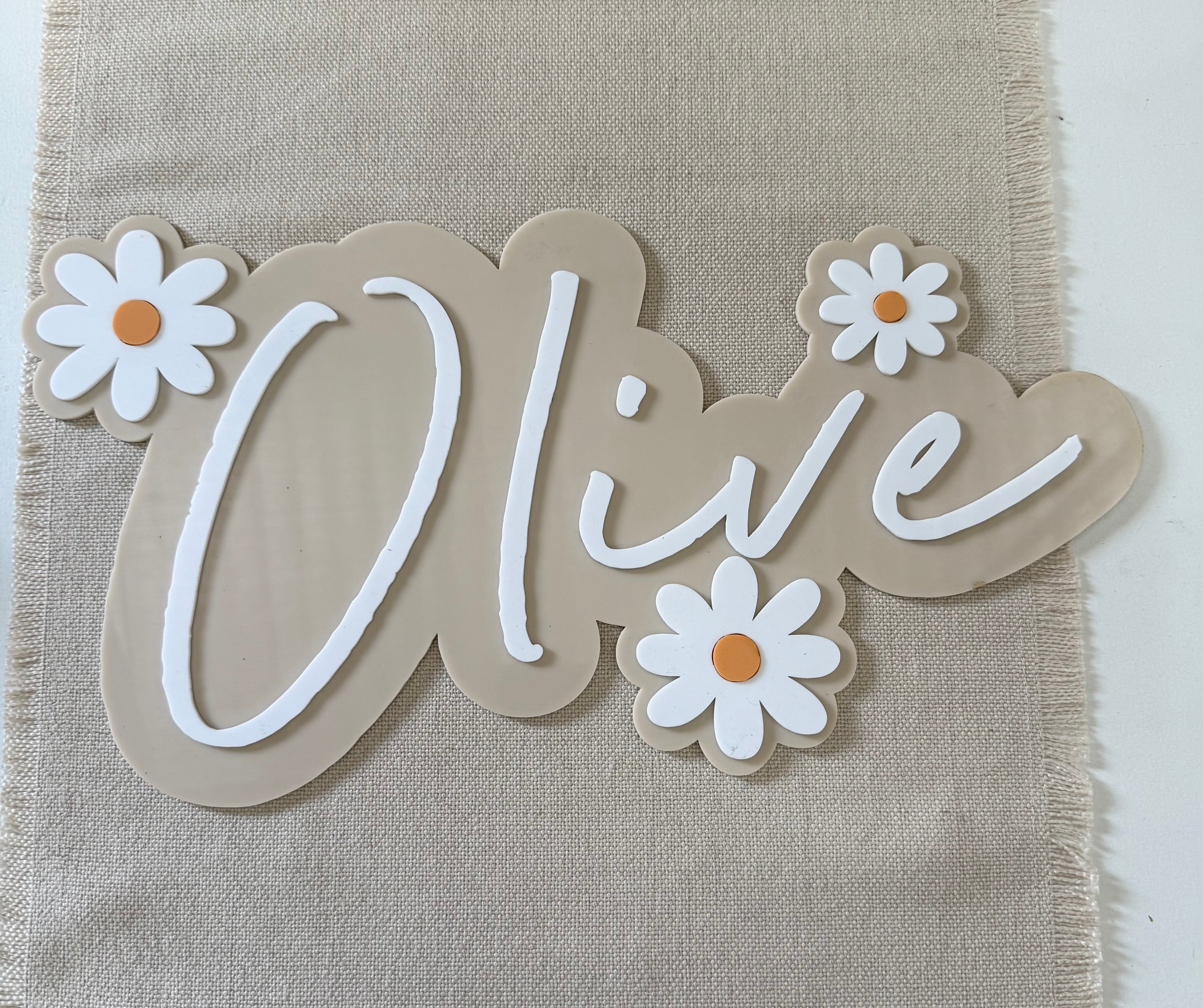 Flower acrylic name plaque