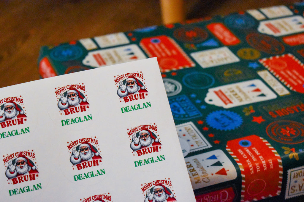 Personalised Christmas label stickers - round style