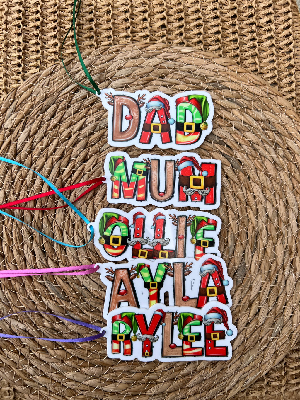 Uv printed name ornaments