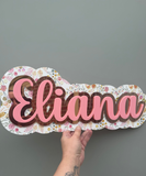 Printed floral themed name plaque
