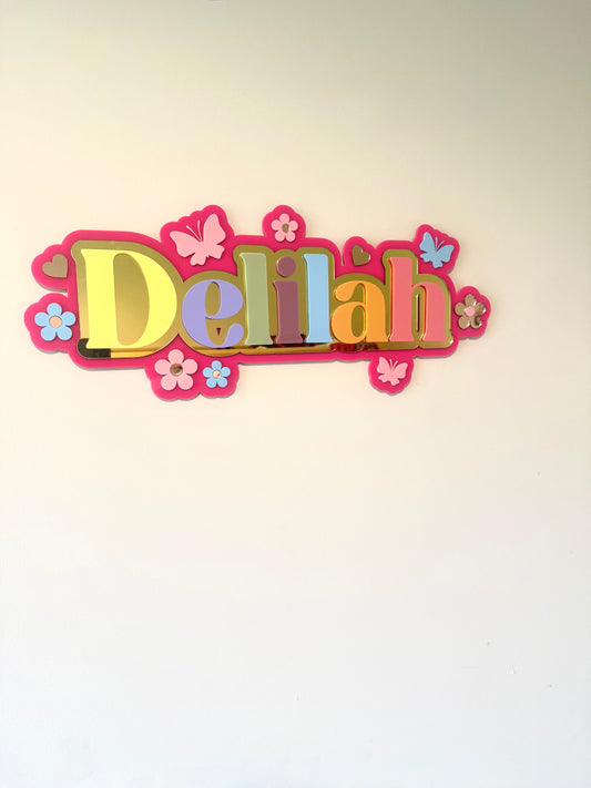 Flowers & Butterflies Name Plaque