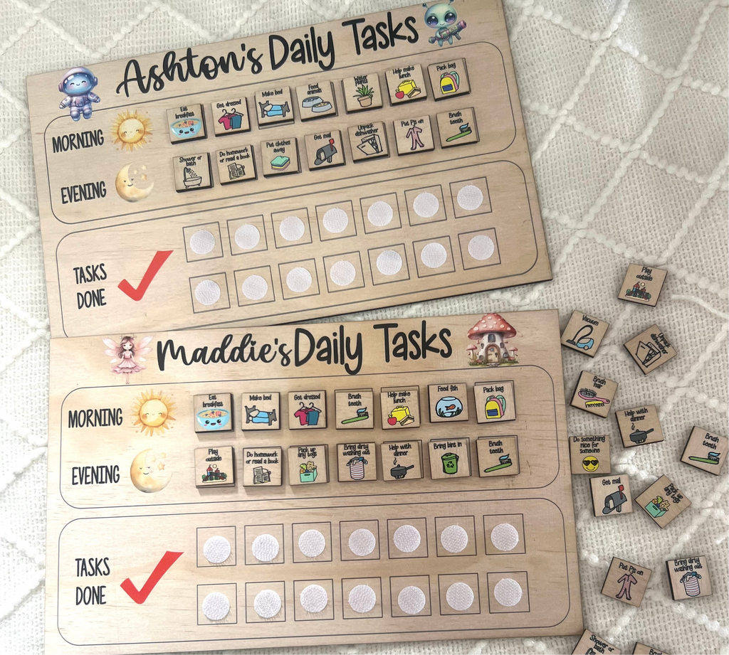 Personalised daily tasks board UV printed