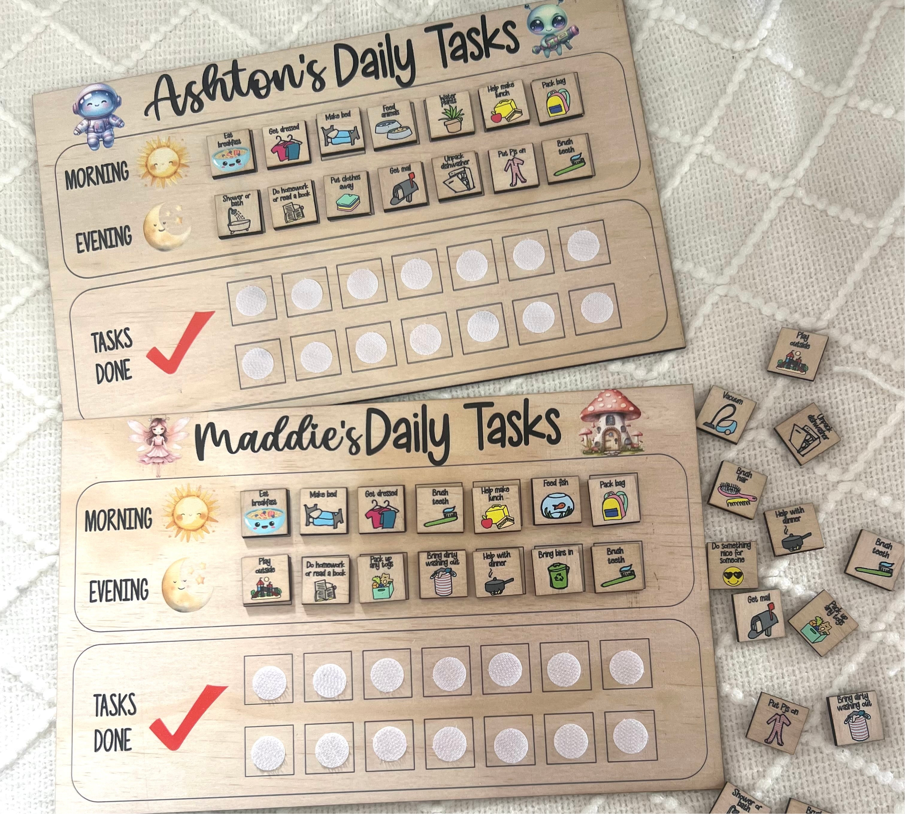 Personalised daily tasks board UV printed