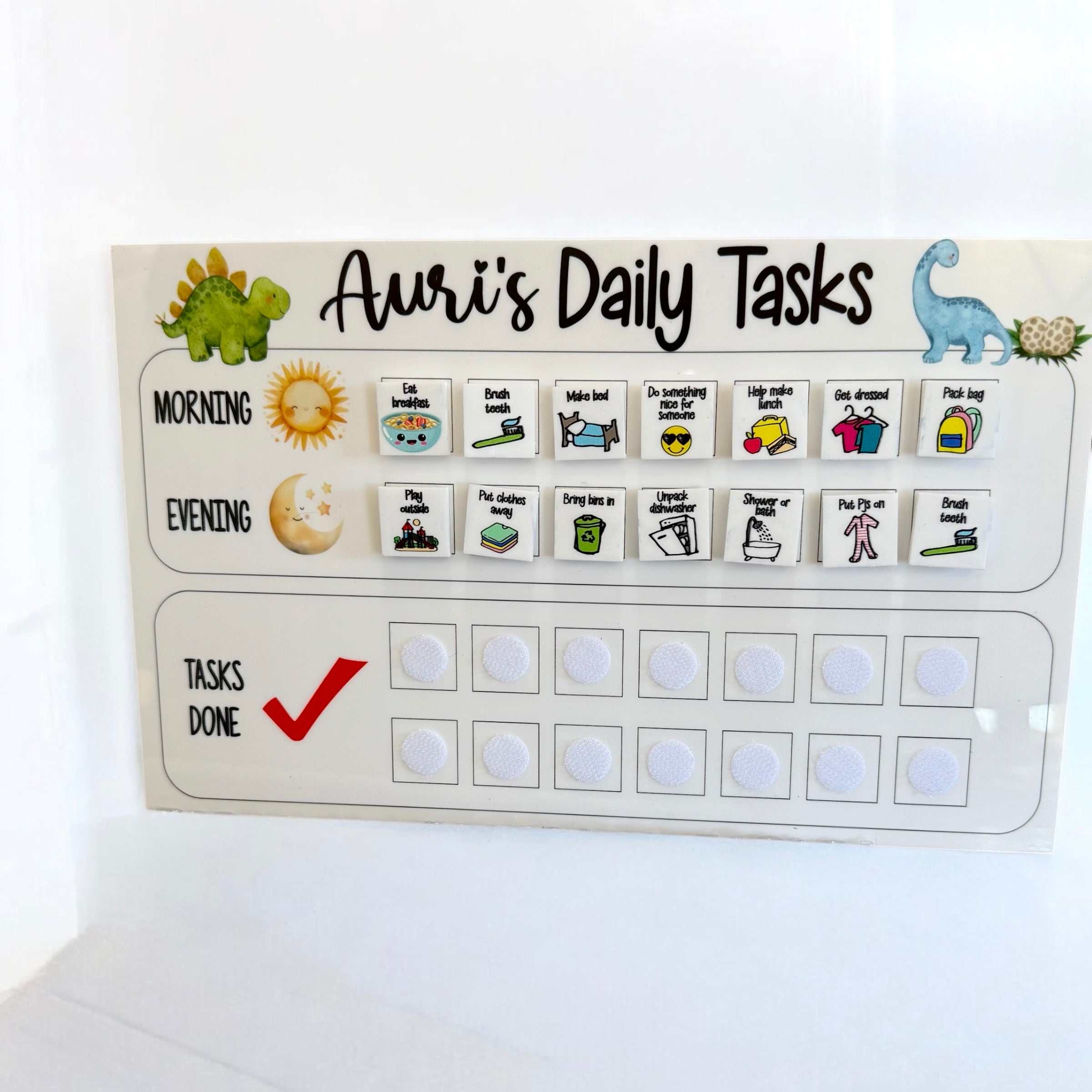 Personalised daily tasks board UV printed