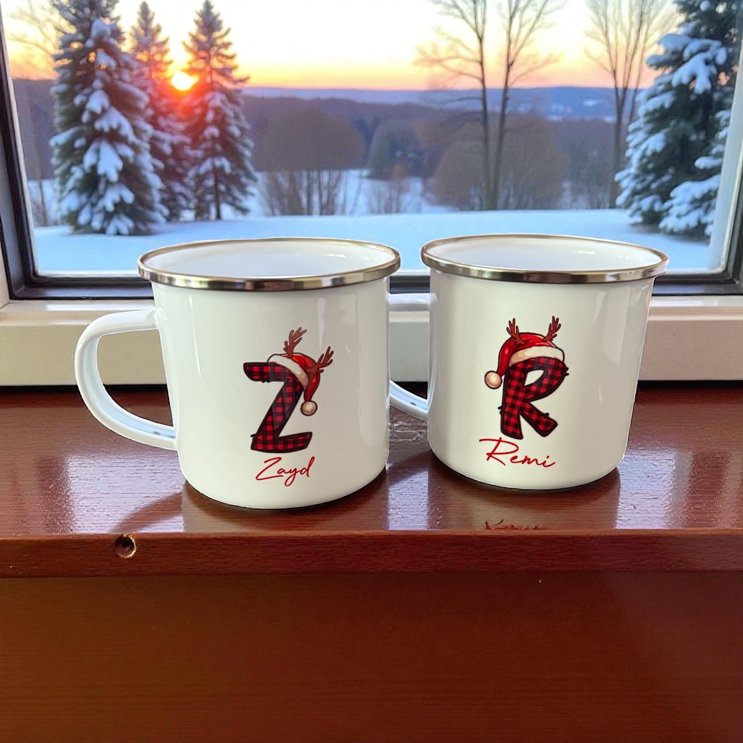 Personalised Christmas Enamel Mugs