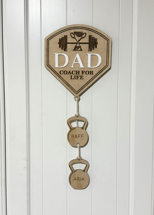 Coach for life - personalised family name plaque