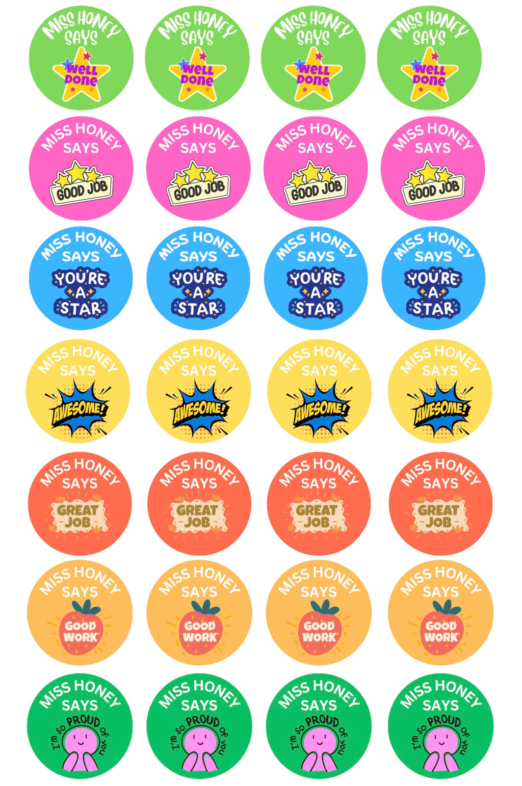 Teachers personalised stickers