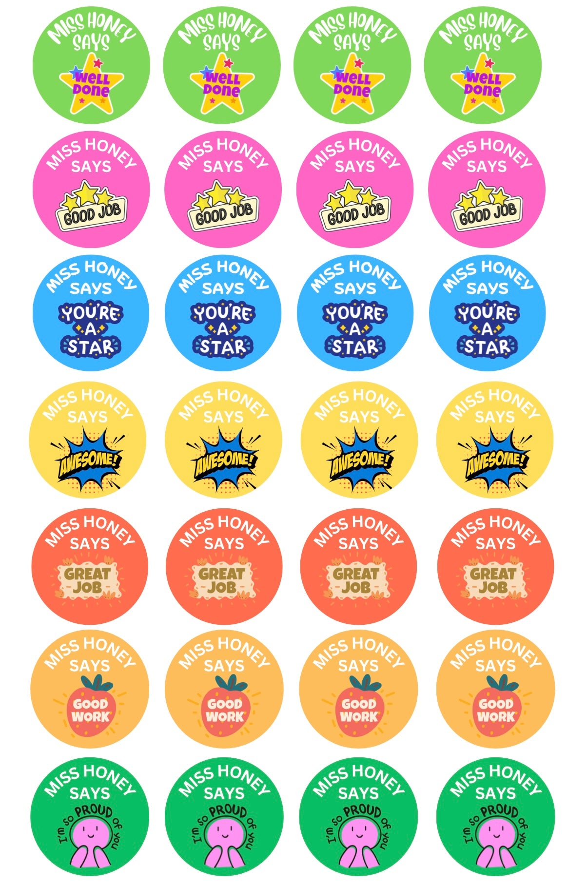 Teachers personalised stickers