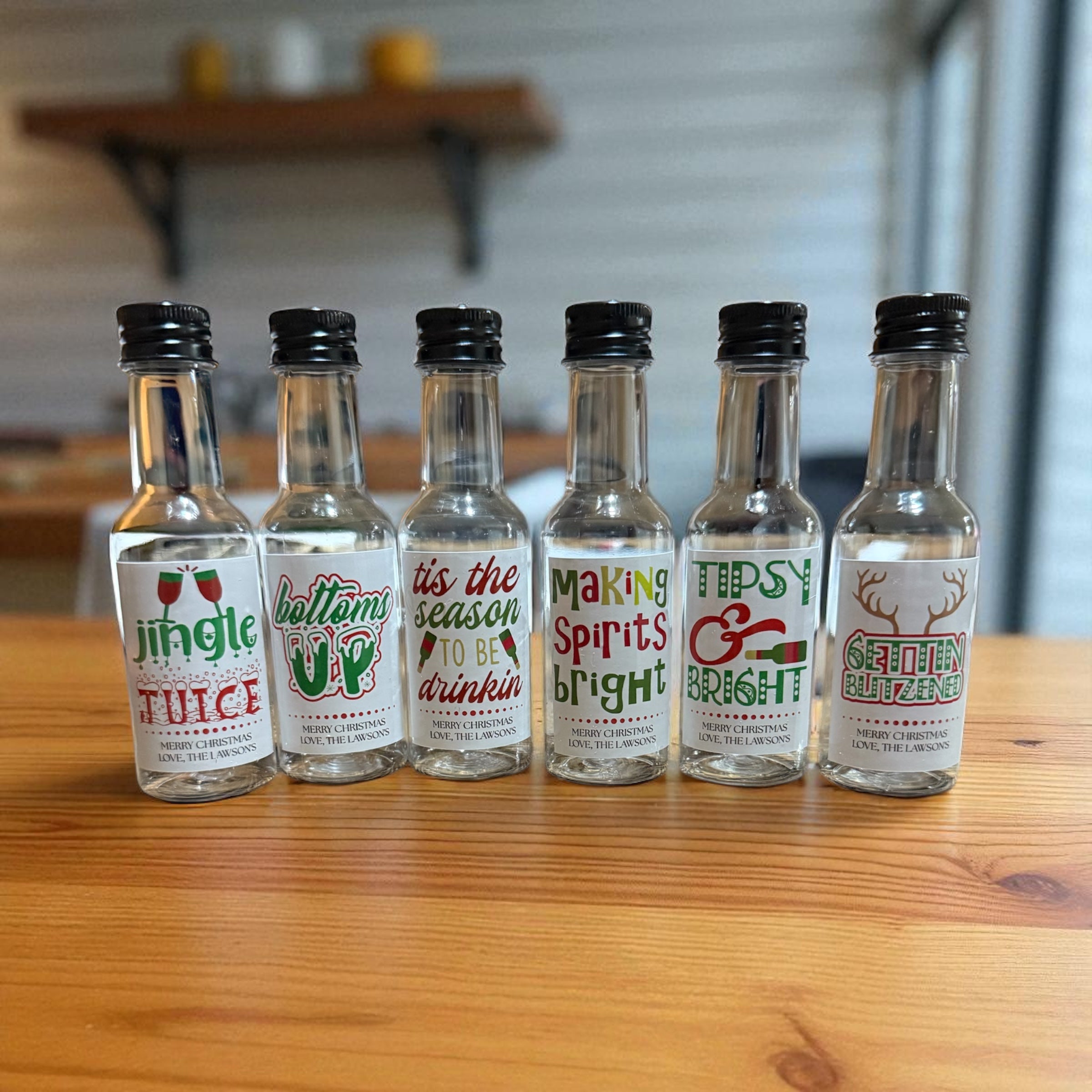 Festive personalised mini Christmas bottles set of 6