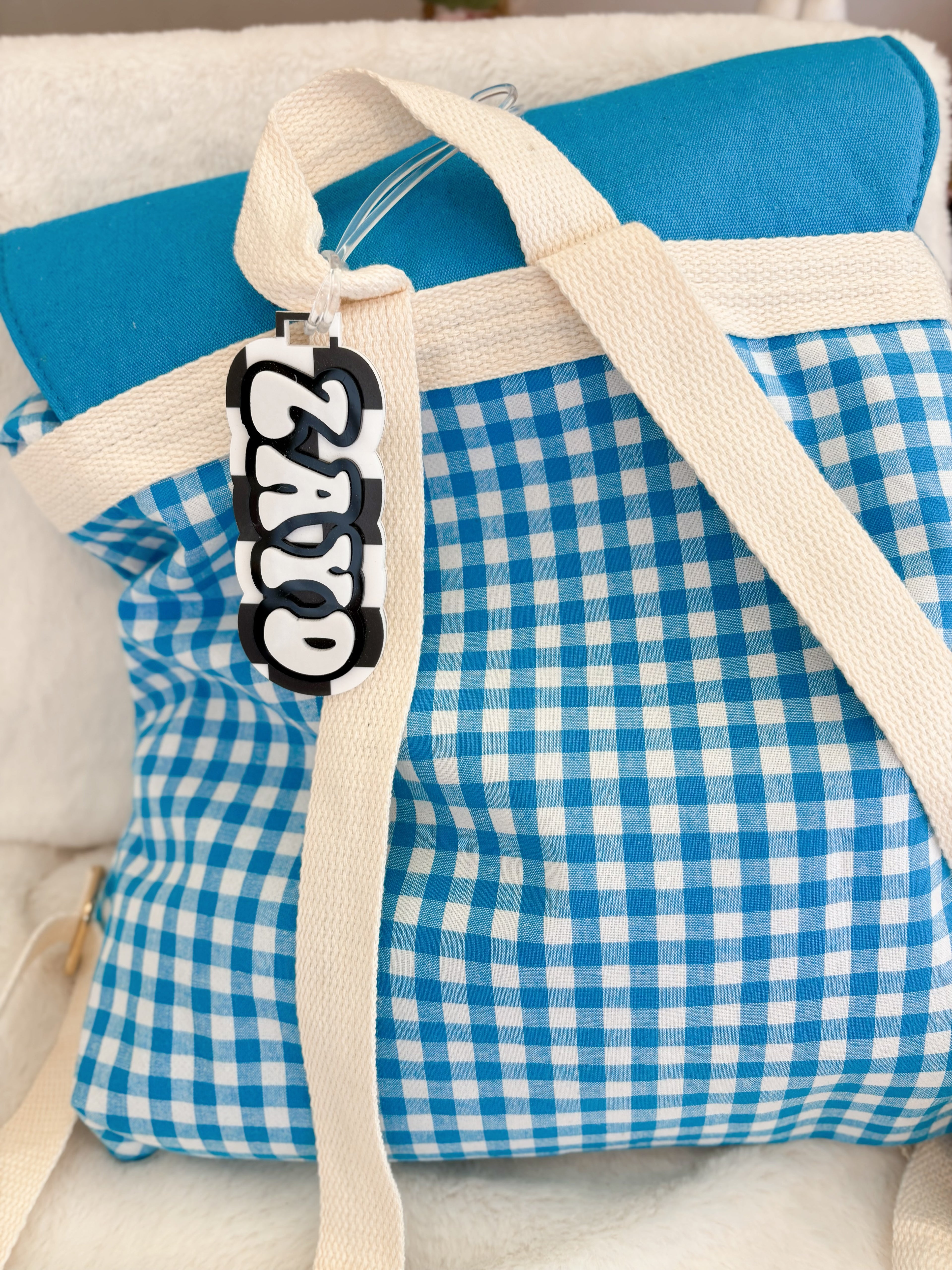 Checkered personalised bag tag