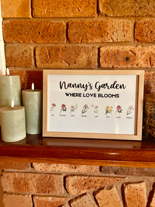 Customised garden with birth flowers print