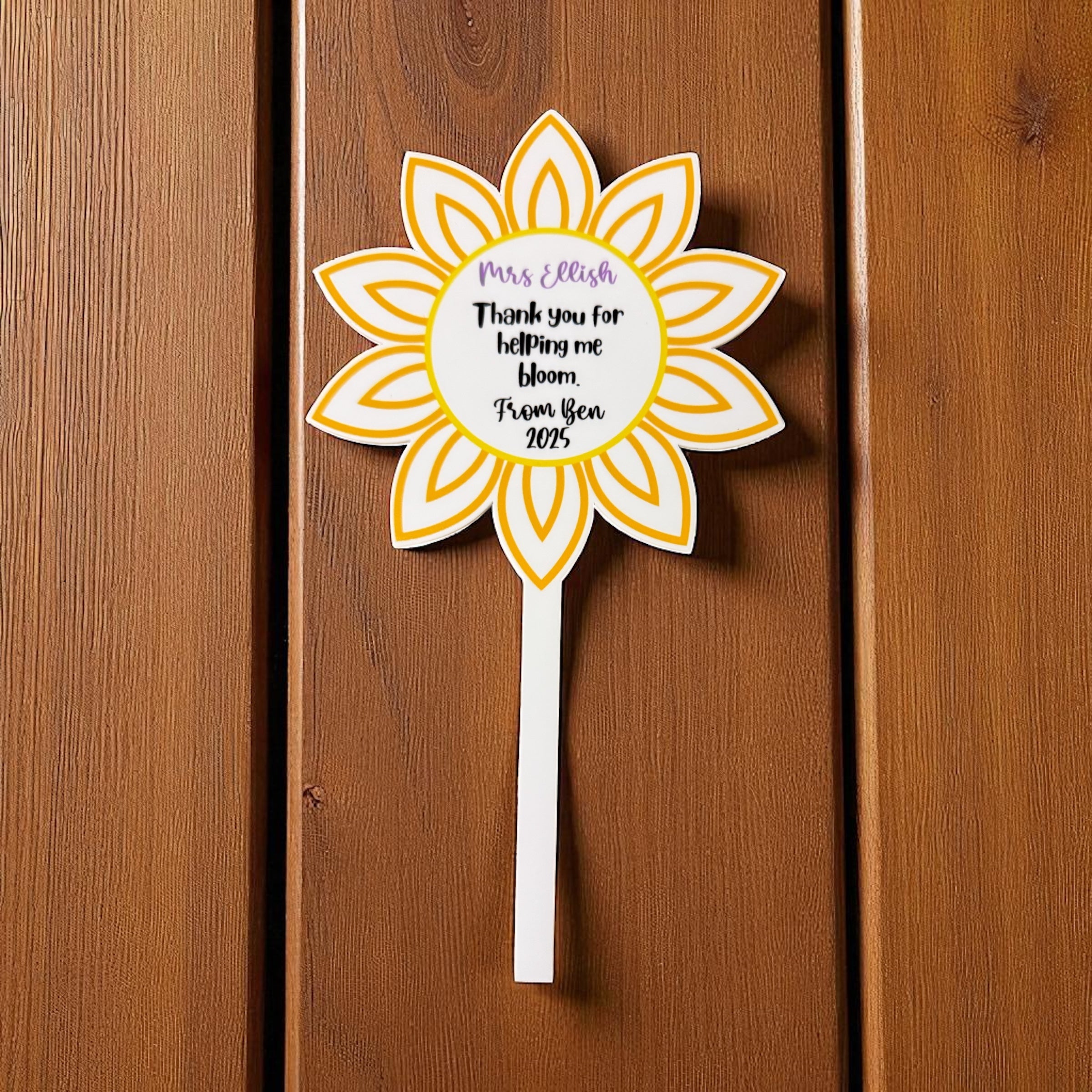 Teachers personalised plant stakes