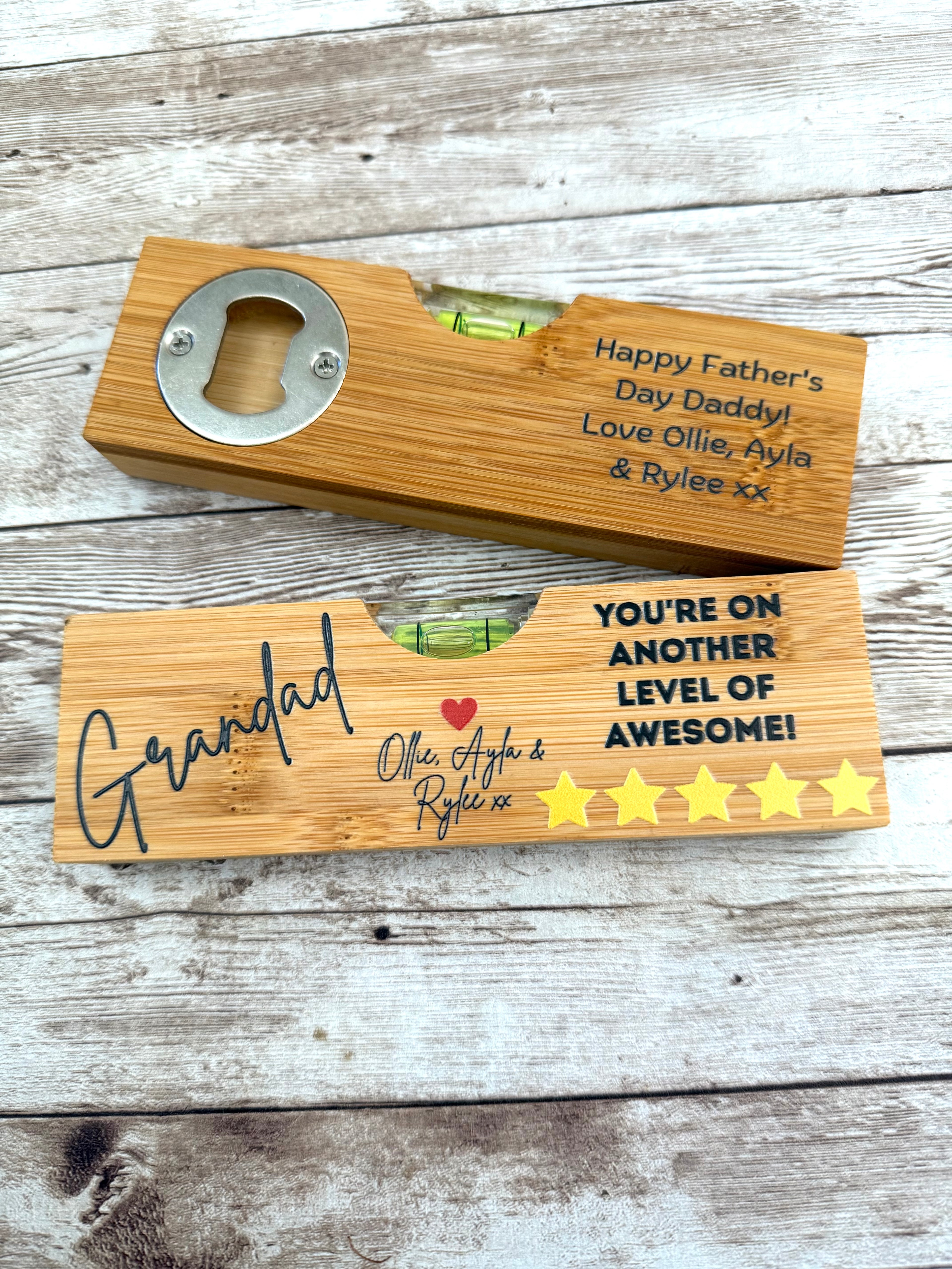Personalised bottle opener & spirit level - you’re on another level of awesome